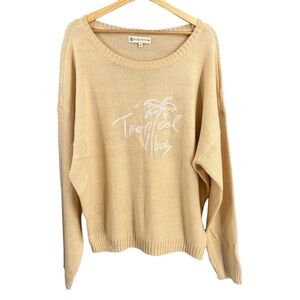 Beachly X Goldfish Kiss Sweater Cream Tropical Vibes Relaxed Oversized XL